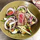 Nicoise style salad with tuna and saku